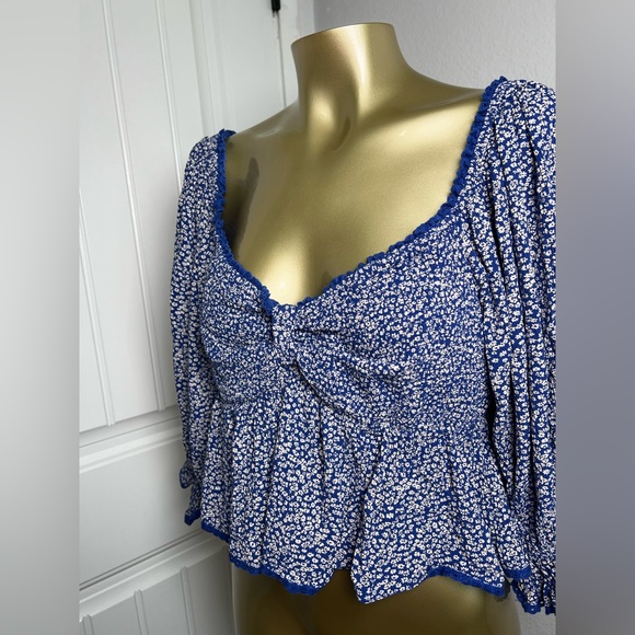 FREE PEOPLE Brittnee Printed Top / Blue Combo M - Picture 5 of 6